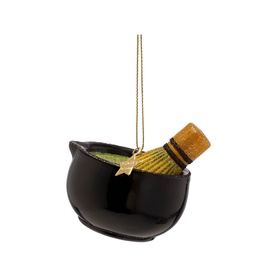 Vondels multicoloured matcha bowl and whisk Christmas tree decoration with gold hanging thread and star charm