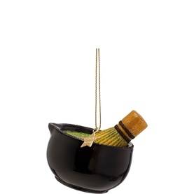 Vondels multicoloured matcha bowl and whisk Christmas tree decoration with gold hanging thread and star charm