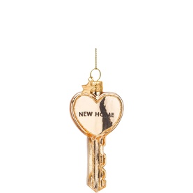 Shiny Gold Key with New Home Glass Tree Decoration 9cm