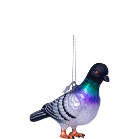 Multicolour Pigeon Glass Tree Decoration 8cm