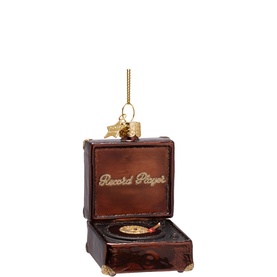 Record Player Glass Tree Decoration 8cm