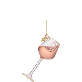 Classic Ros&eacute; Wine Glass Tree Decoration 10cm