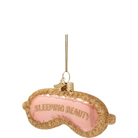 Pink Orange Sleeping Mask Glass Tree Decoration 5cm