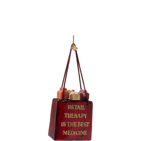 Shopping Bag with Gifts "Retail Therapy" Glass Tree Decoration 15cm