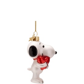 Snoopy with Heart Glass Tree Decoration 10cm