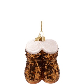 Suede Boots with Sequins Glass Tree Decoration 10cm