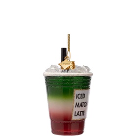 Strawberry Iced Matcha Glass Tree Decoration 10cm