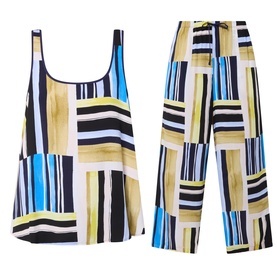 Geometric Cami & Cropped Trousers Two-Piece Pyjama Set