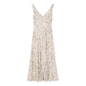 Dashed Spot Dobby Flared Dress