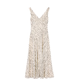 Dashed Spot Dobby Flared Dress
