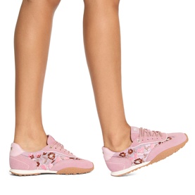 Lavender Floral Embroidered Trainers
