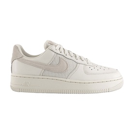 Nike Air Force 1 low-top trainer in Phantom white leather with mesh swoosh overlay and cream midsole, lateral view