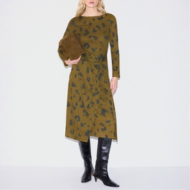 Ink Cloud Knot Flared Dress