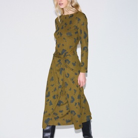 Ink Cloud Knot Flared Dress