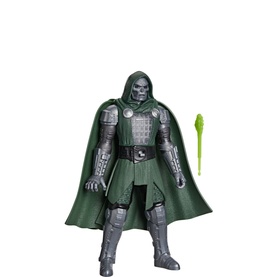 Superheroes Power-Glow Doctor Doom action figure in grey armour and green cape, with accessory included.