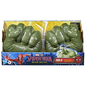 Superheroes Hulk Gamma Smash Fists in green, set of 2 oversized foam fists in Spider-Man branded packaging