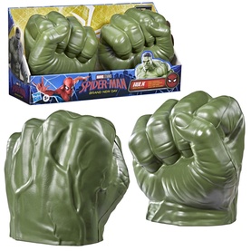 Superheroes Hulk Gamma Smash Fists in green, set of 2 oversized foam fist roleplay toys in Spider-Man branded packaging.