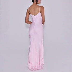 Anastelle Hand Beaded Satin Maxi Dress