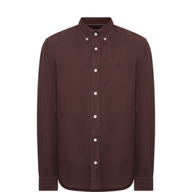 Boss Black Casual dark brown cotton casual shirt with button-down collar, long sleeves, and embroidered chest logo