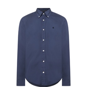 Boss Black Casual Open Blue cotton casual shirt with button-down collar, long sleeves, and small logo embroidery at chest