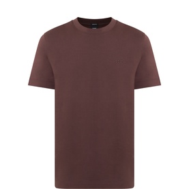 Boss Black Casual dark brown cotton crew neck T-shirt with subtle chest logo, short sleeves, and clean minimal finish.