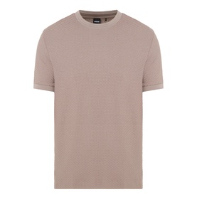 Boss Black Casual Open Brown crew neck T-shirt, short sleeves, ribbed collar and cuffs, minimal branding at neckline