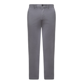 Boss Black Casual dark grey cotton-elastane chino trousers with belt loops and zip fly, flat front, straight leg