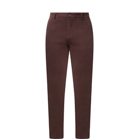 Boss Black Casual dark brown cotton-elastane chino trousers with belt loops and button fastening, flat front, tapered leg