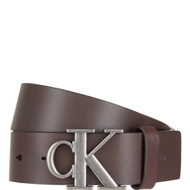 Monogram Buckle Smooth Leather Belt