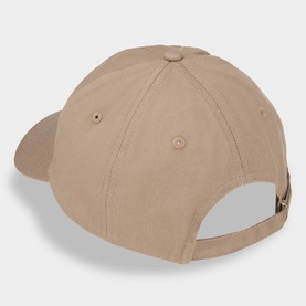 Calvin Klein Monogram Logo Cap in Roasted Cashew, cotton baseball cap shown from rear, curved brim, adjustable back strap closure visible