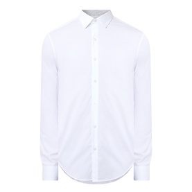 Calvin Klein The Poplin Slim Fit Shirt in white, pointed collar, long sleeves, button fastenings and curved hemline