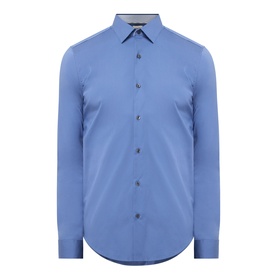 Calvin Klein The Poplin Slim Fit Shirt in blue, pointed collar, long sleeves, button fastenings, curved hemline, slim fit