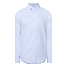 Calvin Klein Check Slim Fit Non-Iron Shirt in blue check, pointed collar, long sleeves, button fastenings, curved hemline