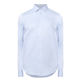 Calvin Klein Check Slim Fit Non-Iron Shirt in blue, pointed collar, long sleeves, button fastenings, curved hemline