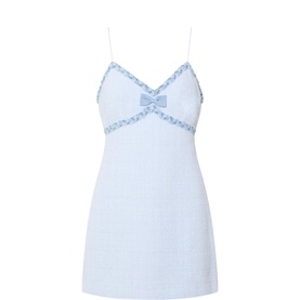 Novara Denim Trim Tweed Mini Dress