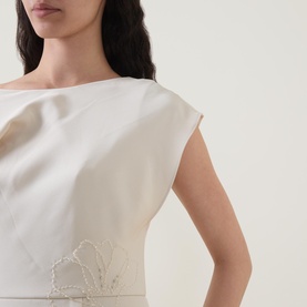 Floral Embroidered Cape Dress