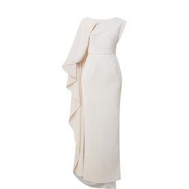 Floral Embroidered Cape Dress