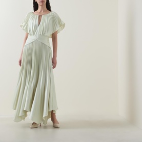 Pleated Cut-Out Asymmetric Dress