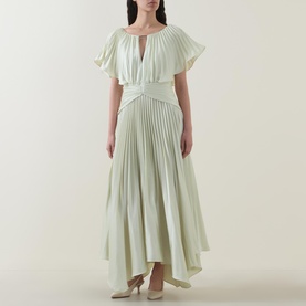 Pleated Cut-Out Asymmetric Dress