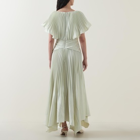 Pleated Cut-Out Asymmetric Dress