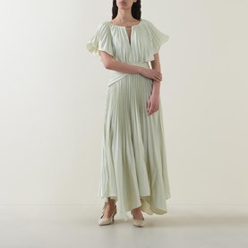 Pleated Cut-Out Asymmetric Dress