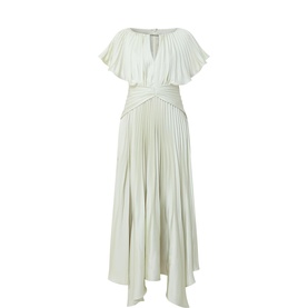 Pleated Cut-Out Asymmetric Dress