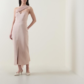 Pleated Scarf Bandeau Dress