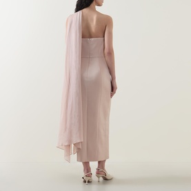 Pleated Scarf Bandeau Dress