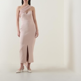 Pleated Scarf Bandeau Dress