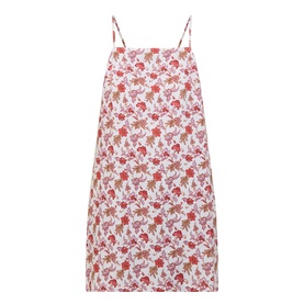 Seafolly ecru floral-print linen blend slip dress with thin shoulder straps and A-line silhouette