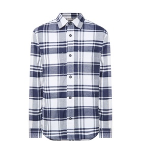 Boss Black Casual Open Blue check casual shirt with button front, chest pocket, and point collar in cotton-lyocell blend