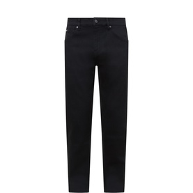 Boss Black Casual straight-leg jeans in black, five-pocket style with clean finish and slim silhouette