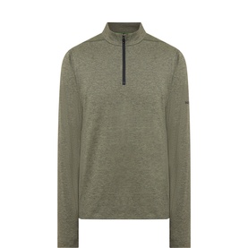 Boss Green Label Open Green half-zip sweat with quarter zip neckline and branded sleeve detail, 87% polyester