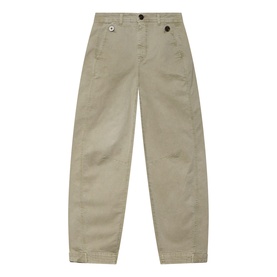 Washed Mid-Rise Barrel Leg Chinos